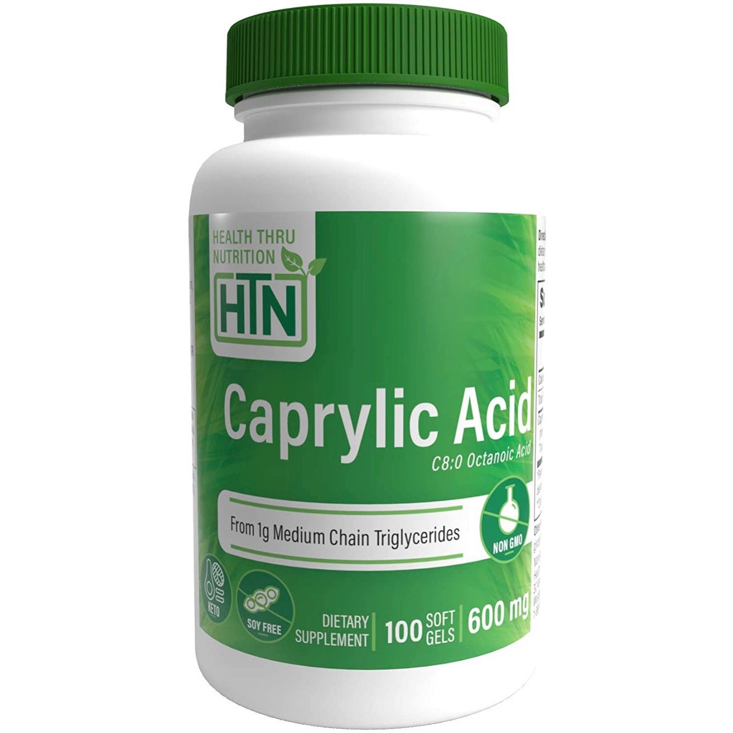 Health Thru Nutrition, Caprylic Acid 600mg (NON-GMO), 100 Softgels UPC 819193020821 | HiLife Vitamins
